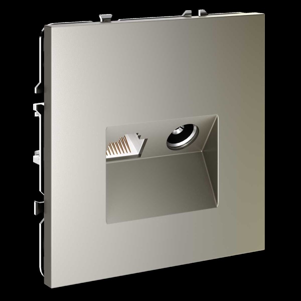 Розетка телевизионная встраиваемая Voltum S70 TV+RJ45 кат. 6 шелк VLS060704