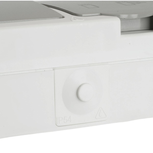 Блок: розетка 1-местная с/з + выключатель 2-клавишный STEKKER, PST16-21-54/10-221-54, белый/серый 49729