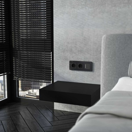 Розетка Werkel с заземлением  черный акрил W1171048 4690389197703