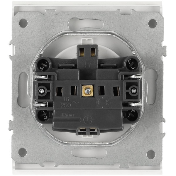 Розетка ЭРА Arktik 16-2103-08 с заземлением 2P+E Schuko со шторками с крышкой 16А-250В белый матовый Б0070441