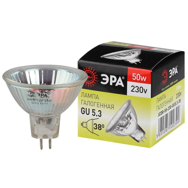 Лампа галогенная ЭРА GU5.3 50W 2700K прозрачная GU5.3-JCDR (MR16) -50W-230V-CL C0027365 Лампа галогенная ЭРА GU5.3 50W 2700K прозрачная GU5.3-JCDR (MR16) -50W-230V-CL C0027365