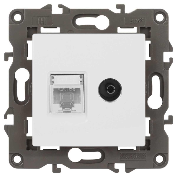 Розетка ЭРА Elegance 14-3110-01М RJ45+TV, белый матовый Б0065767