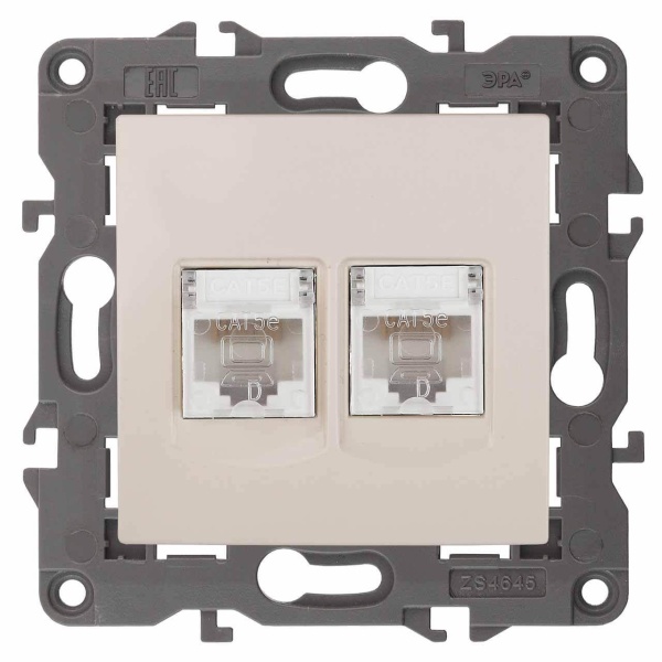 Розетка информационная 2XRJ45 ЭРА Elegance 14-3108-02 Б0034309 Розетка информационная 2XRJ45 ЭРА Elegance 14-3108-02 Б0034309