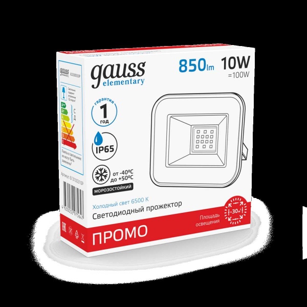 Прожектор светодиодный Gauss 10W 613100310