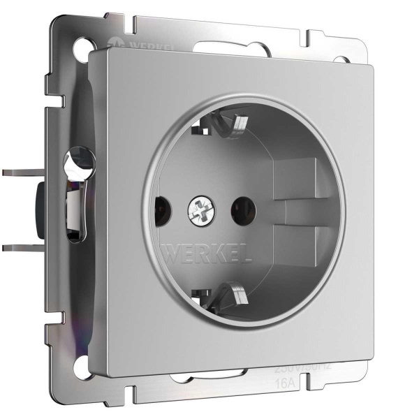 Розетка с заземлением Werkel серебряный W1171006 4690389157707