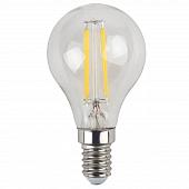 Лампа светодиодная филаментная ЭРА E14 5W 2700K шар прозрачный F-LED P45-5W-827-E14