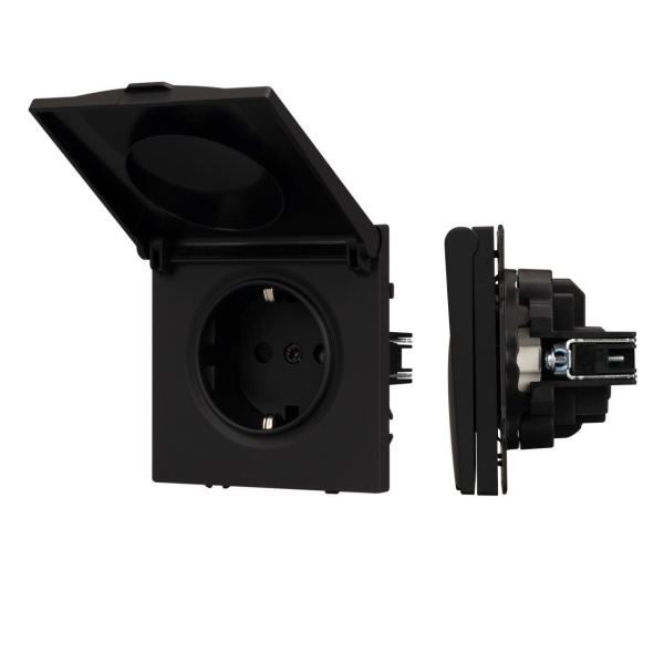 Механизм розетки влагозащищённый SCT-NOBE-MCP-SFPL-BK (230V, 16A) Arlight 054281