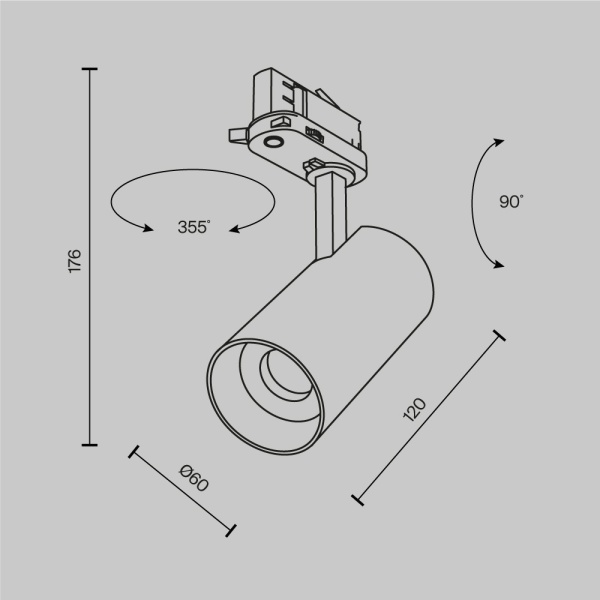 Трековый светодиодный светильник Maytoni Technical Focus Led TR197-3-12WCCT-M-B