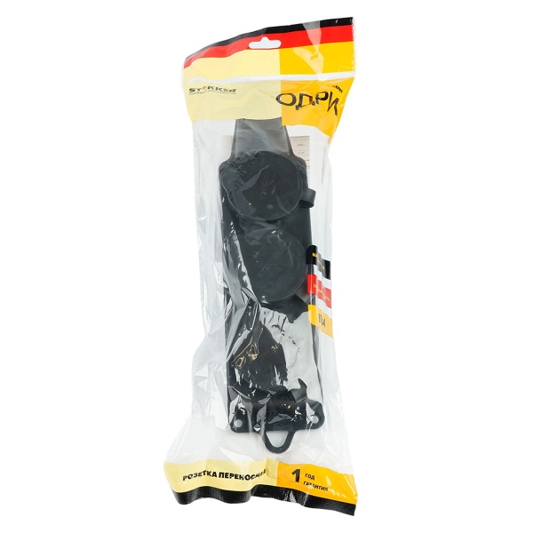 Розетка тройная переносная 2P+PE Stekker Одри с крышкой черный RST16-23-44 32739