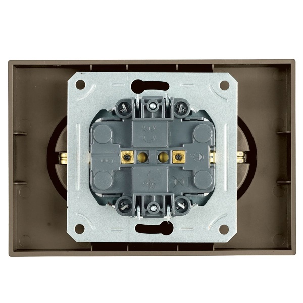 Розетка 2-местная с защитной шторкой, Stekker, с/з, 250В, 16А Эмили, RST16-5114-09, антрацит, soft touch 49934