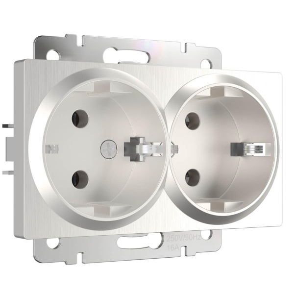 Розетка двойная с заземлением Werkel перламутровый рифленый W1172013 4690389161070 Розетка двойная с заземлением Werkel перламутровый рифленый W1172013 4690389161070