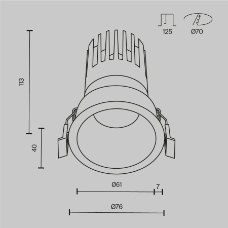 Встраиваемый светильник Maytoni Technical DL118-15W-3K-B