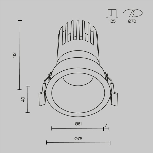 Встраиваемый светильник Maytoni Technical DL118-15W-3K-B