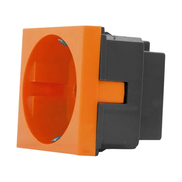 Розетка LK Studio с з/к, со шторками (оранжевый) LK45 ( для выделения "чиcтого питания сети") 851112