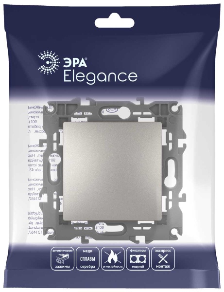 Выключатель ЭРА Elegance 14-1101-16 , 10АХ-250В, титан Б0065782