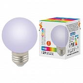 Лампа светодиодная (UL-00006960) Volpe E27 3W разноцветная LED-G60-3W/RGB/E27/FR/С