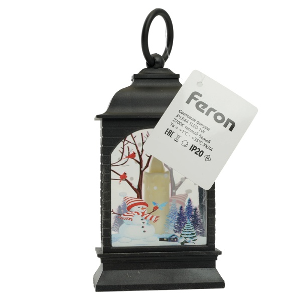 Световая фигура Свеча "Снеговик" 1LED (батарейки в компл), 12,5см, черный, LT128