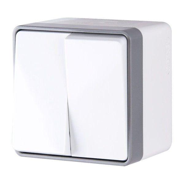 Выключатель Werkel двухклавишный влагозащищенный Gallant белый WL15-03-02 4690389102141