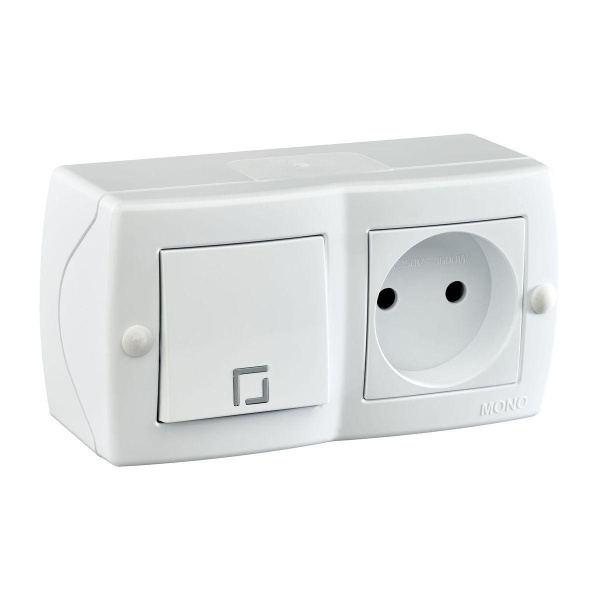 Выключатель - розетка Mono Electric Octans IP20 одноклавишный - 2К белый 104-010101-185 Выключатель - розетка Mono Electric Octans IP20 одноклавишный - 2К белый 104-010101-185