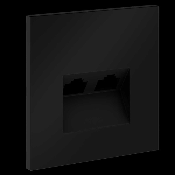 Накладка для розетки компьютерной двойной RJ45+RJ45 кат.6, S70 (черный матовый) Voltum VLS001408