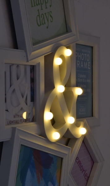 Фоторамка Innova PI09959 Ф/рамка 5 фото, 3x 10*15cm, 2x 10*10cm Maggiore LED, белый, пластик (12/144) Б0037329