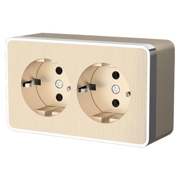 Розетка Werkel двойная с заземлением Gallant шампань рифленый W5072110 4690389164682 Розетка Werkel двойная с заземлением Gallant шампань рифленый W5072110 4690389164682