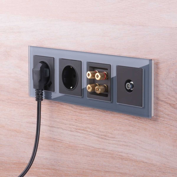 W1184008/ ТВ-розетка проходная (черный матовый)