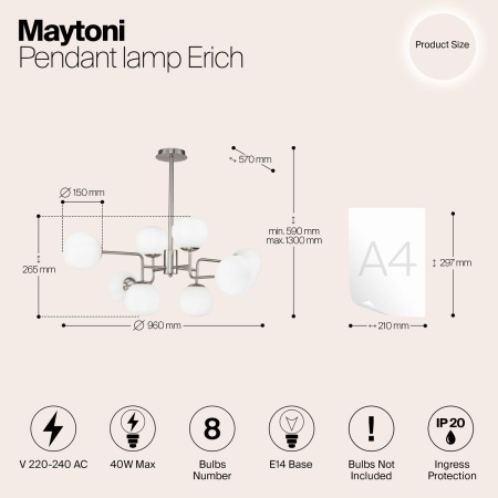 Подвесная люстра Maytoni Erich MOD221-PL-08-N