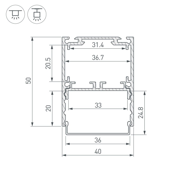 Профиль Arlight SL-Line-4050-3L-2000 Anod Black 044670