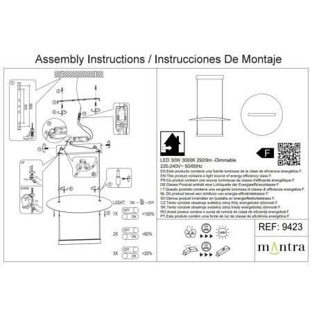 Подвесная люстра Mantra Sun Ii 9423