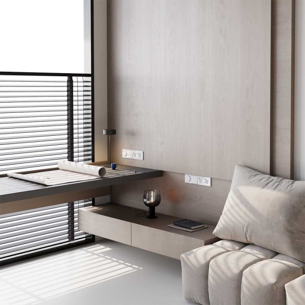 Розетка встраиваемая Voltum S70 с заземлением и защитными шторками, 16А, с USB, A+A, (белый глянцевы VLS040401