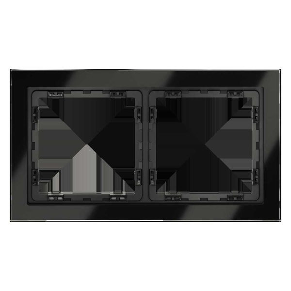 Рамка стеклянная Voltum S70 на 2 поста, (черный,стекло) VLS110208