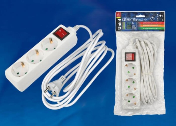 Удлинитель Uniel 3гн х 2м с/з Standard S-GCD3-2B 02920