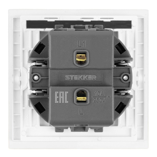 Выключатель 1-клавишный c индикатором (механизм), Stekker, 250В, 10А Мия, RSW10-3101-01, белая магнолия 50431