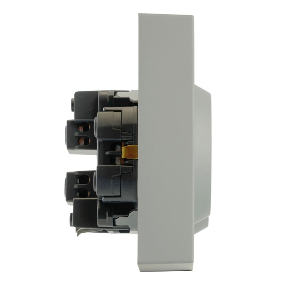 Розетка 2-местная с защитной шторкой, STEKKER, с/з, 250В, 16А, серия Эмили, RST16-5114-10, платиново-серый, soft touch 49960