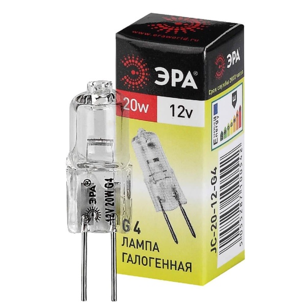 Лампа галогенная ЭРА G4 20W 2700K прозрачная G4-JC-20W-12V C0027369 Лампа галогенная ЭРА G4 20W 2700K прозрачная G4-JC-20W-12V C0027369