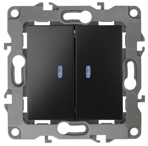 Выключатель двухклавишный с подсветкой ЭРА 12 10AX 250V 12-1105-05 Б0014661 Выключатель двухклавишный с подсветкой ЭРА 12 10AX 250V 12-1105-05 Б0014661