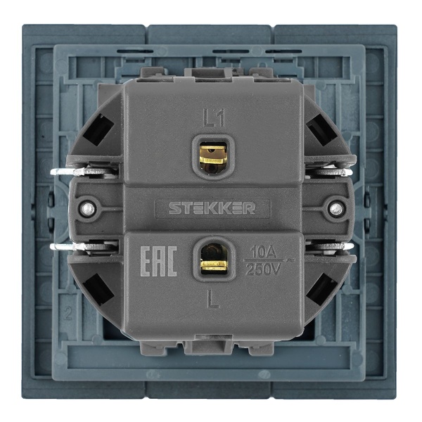 Выключатель 1-клавишный (механизм), Stekker, 250В, 10А Мия, RSW10-3103-05, черный бархат 50442