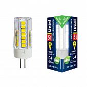 Лампа светодиодная (UL-00006745) Uniel G4 5W 4000K прозрачная LED-JC-220/5W/4000K/G4/CL GLZ09TR