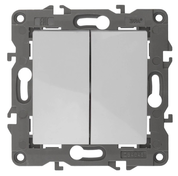 Переключатель двухклавишный ЭРА Elegance 10AX 250V 14-1106-01 Б0034243 Переключатель двухклавишный ЭРА Elegance 10AX 250V 14-1106-01 Б0034243