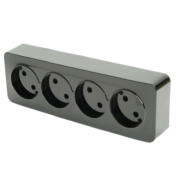 Розетка четырехместная 2P Stekker София черный матовый MST10-14-05 49504