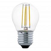 Лампа светодиодная филаментная Eglo E14 4W 2700К прозрачная 11762