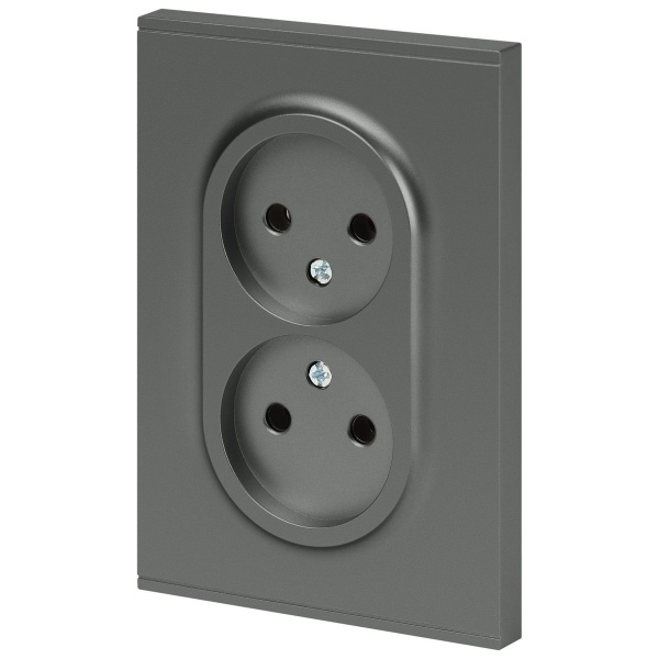 Розетка ЭРА Arktik 16-2107-06 без заземления двойная 2X2P 16А-250В графит Б0071686
