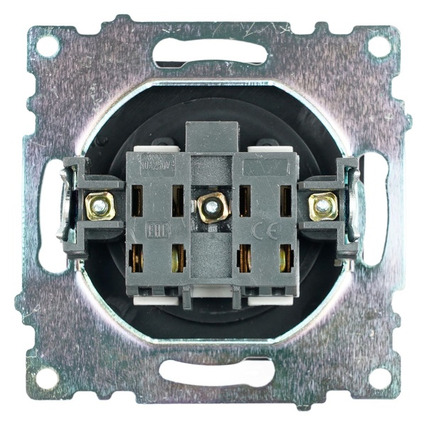 Розетка 2P Stekker Катрин со шторками черный GLS10-7109-05 39609