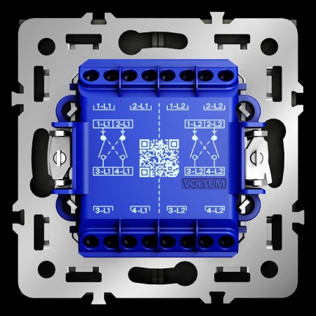 Перекрестный переключатель встраиваемый S70 двухклавишный 10А, (сталь) Voltum VLS020505