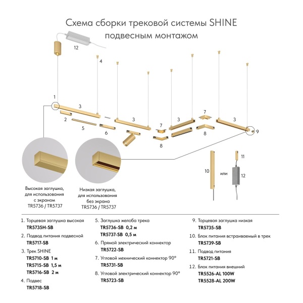 Подвод питания Denkirs Shine Base TR5721-SB