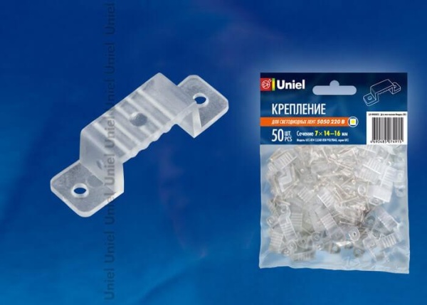 Набор креплений для светодиодной ленты Uniel UCC-K14 Clear 050 Polybag 10834 Набор креплений для светодиодной ленты Uniel UCC-K14 Clear 050 Polybag 10834
