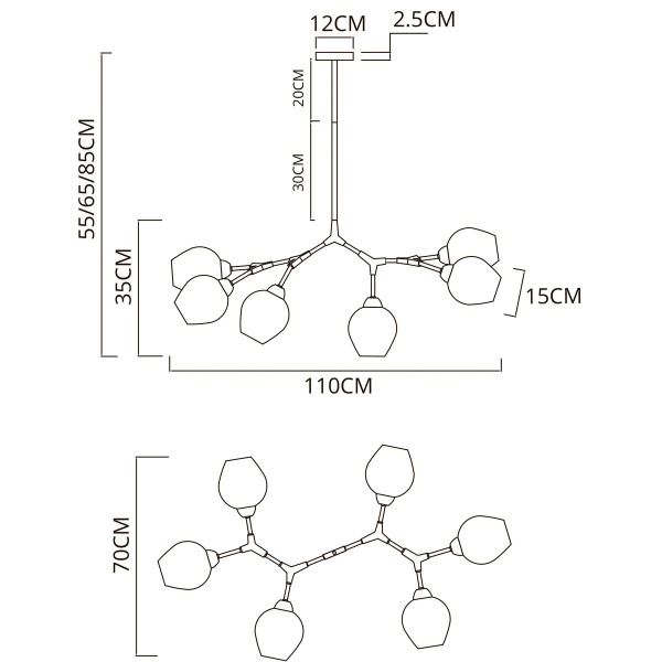 Подвесная люстра Arte Lamp Yuka A4103SP-6GO
