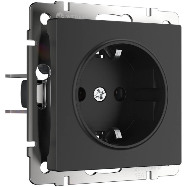 Розетка Werkel с заземлением и шторками черный матовый W1171108 4690389156885 Розетка Werkel с заземлением и шторками черный матовый W1171108 4690389156885