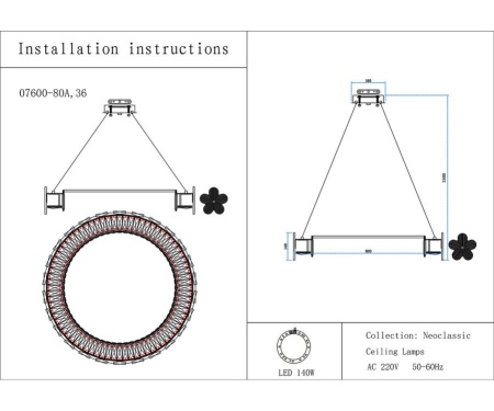 Люстра Kink Light Лиона 07600-80A,36